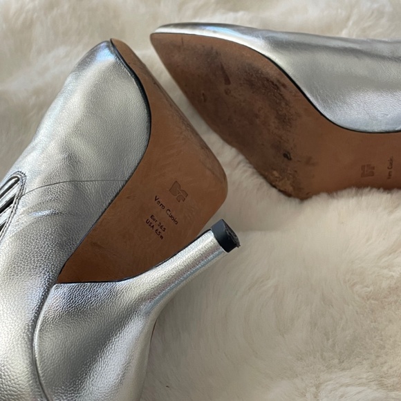 Dianve Von Furstenburg silver ankle booties SZ 6.5 CHIC GLAM - Picture 4 of 4